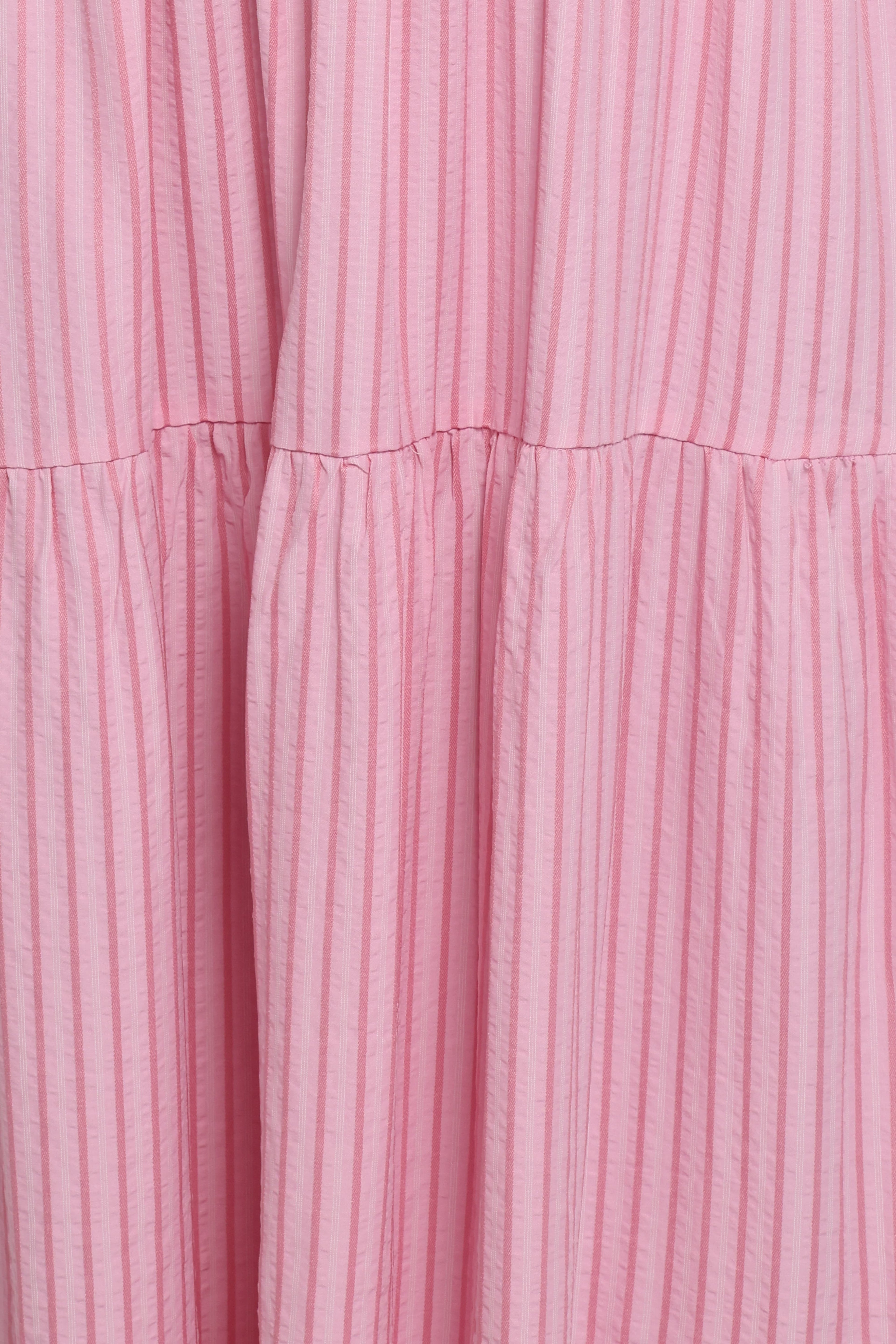 Maisie Strapless Midi Dress - Pink Stripe